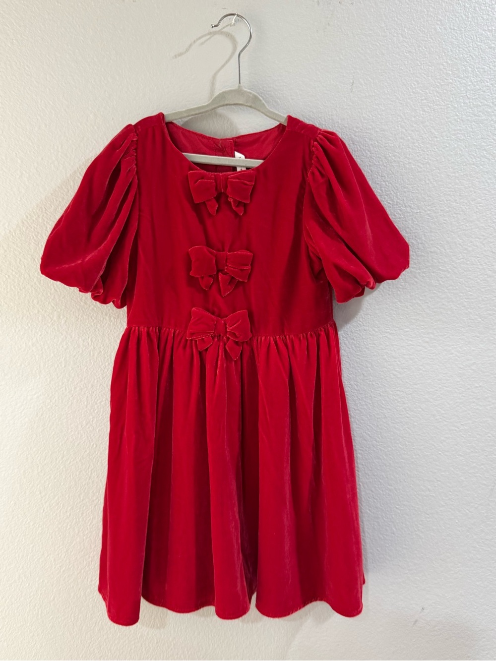 Janie and Jack Red Velvet Bow-Trim Dress